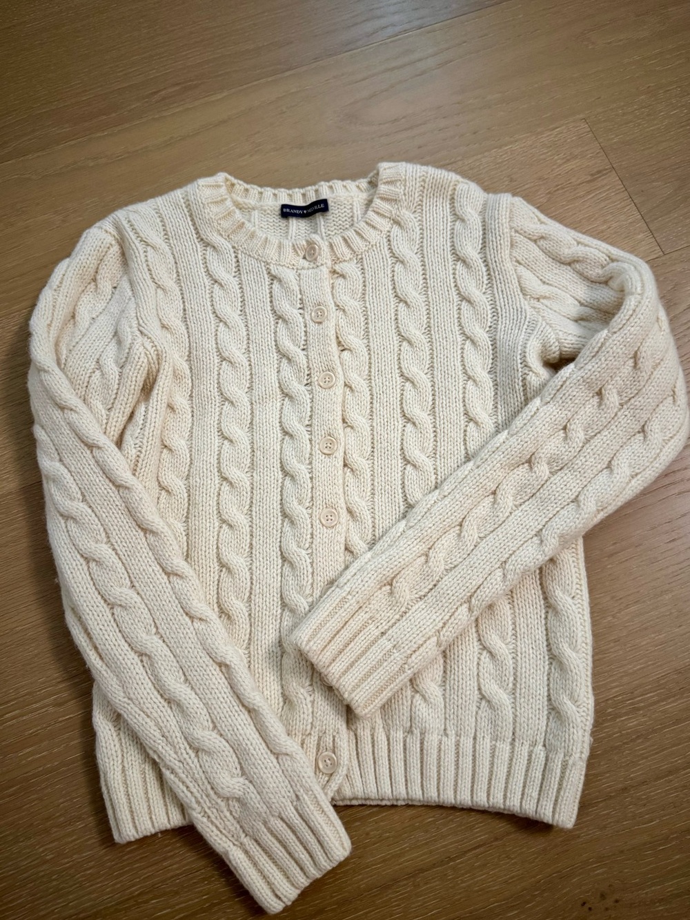 Brandy Melville Cream Cable-Knit Button Cardigan Sweather